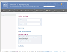 Tablet Screenshot of onlineservices.artscouncil.ie